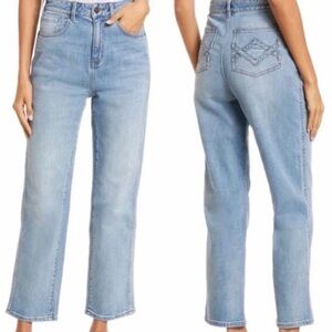 Faherty Jeans Women’s Sz 26 Chevron Pockets Slim Ankle Straight Leg High Rise